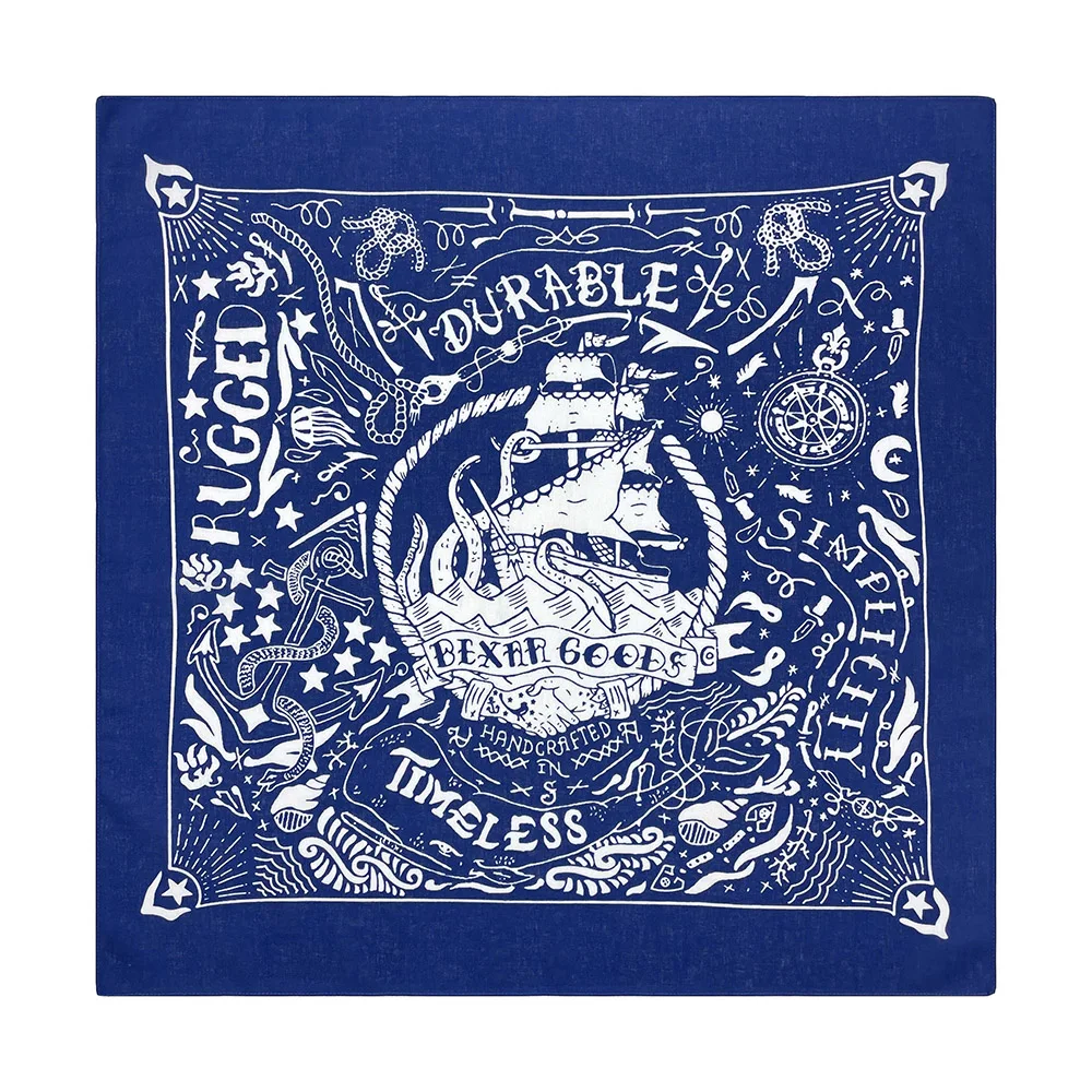 Nautical Print High Quality Hip Hop Cotton Square Scarf Men Bandana Scarf Headband Paisley Gifts For Boys/Girls