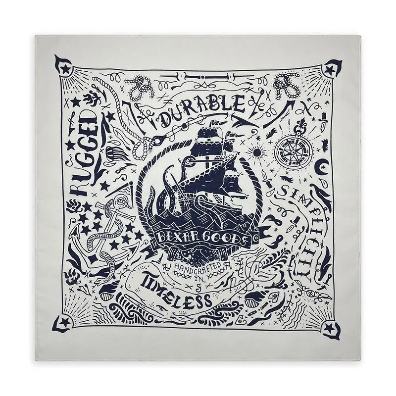 Nautical Print High Quality Hip Hop Cotton Square Scarf Men Bandana Scarf Headband Paisley Gifts For Boys/Girls