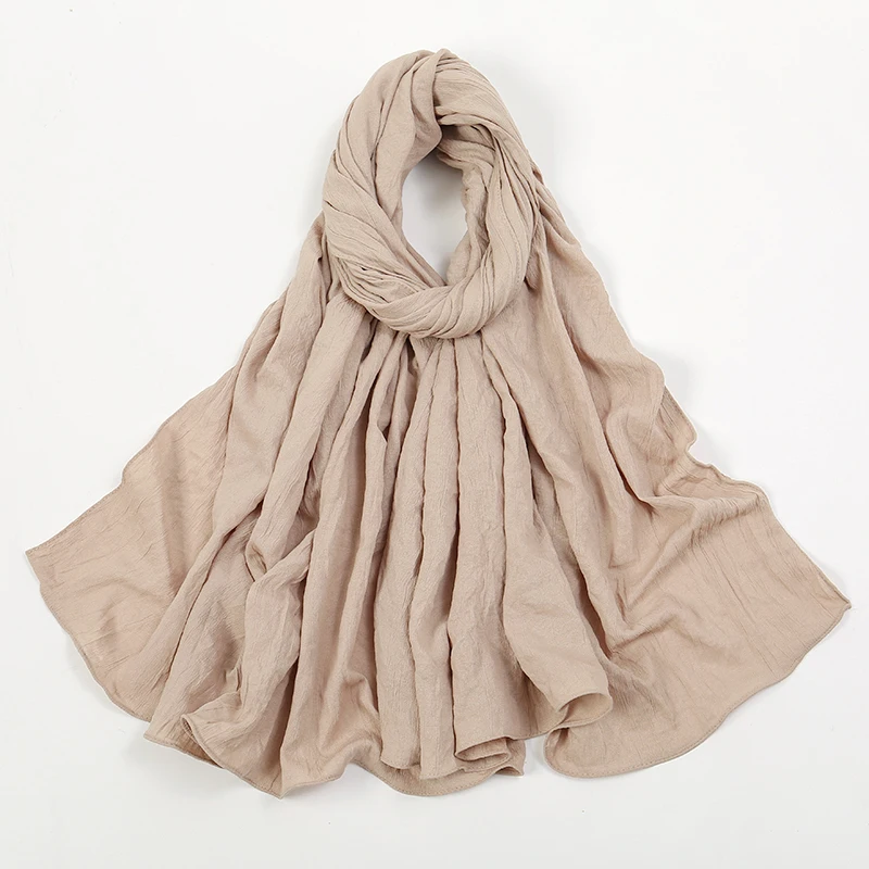Fashion Muslim Crinkle Hijab Scarf For Women Musulman Soft Cotton Headscarf Islamic Hijab Long Shawls And Wraps Turban 180*90cm