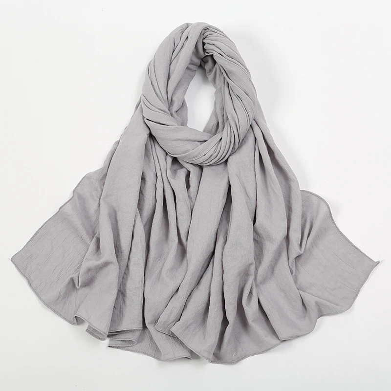 Fashion Muslim Crinkle Hijab Scarf For Women Musulman Soft Cotton Headscarf Islamic Hijab Long Shawls And Wraps Turban 180*90cm