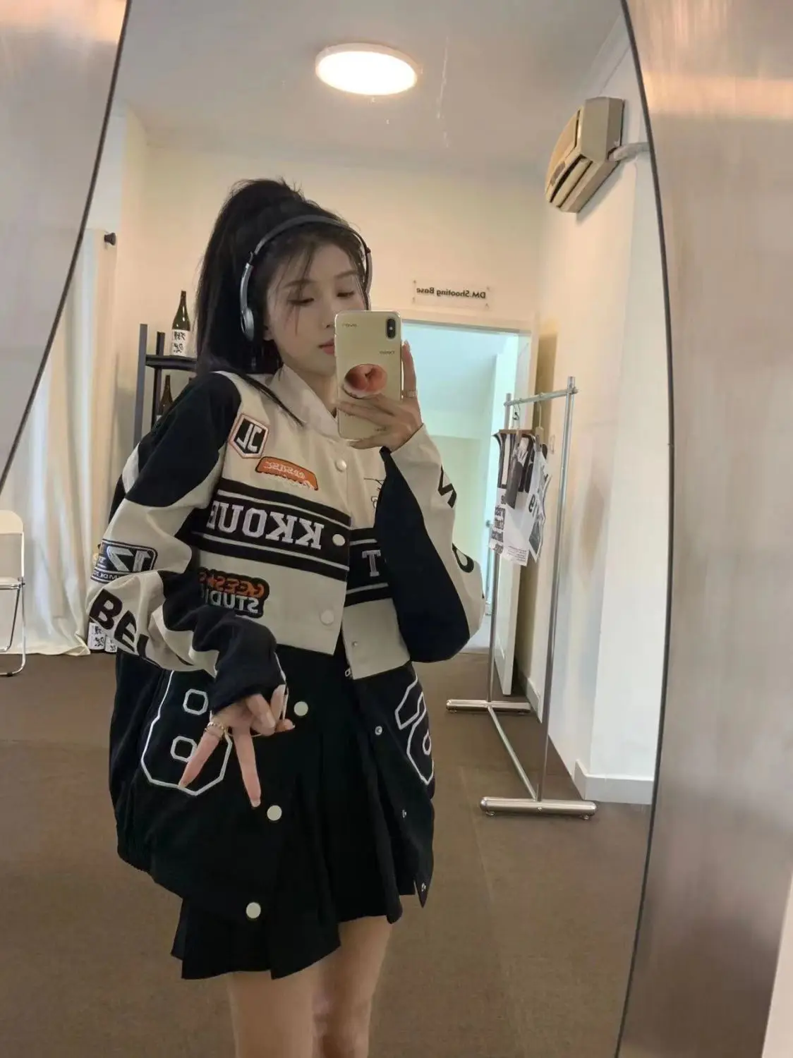 Women's Casual Short Jacket with Zippers Retro Loose Baseball Jacket for 2024 Autumn Detachable Moto Coat Embroidered Letters