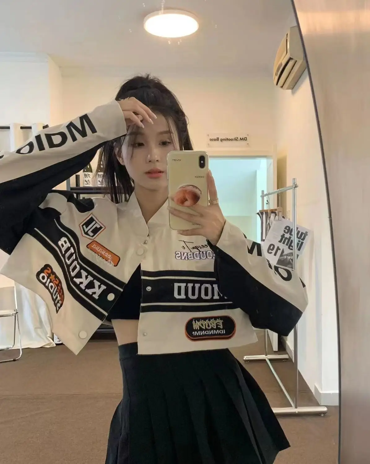 Women's Casual Short Jacket with Zippers Retro Loose Baseball Jacket for 2024 Autumn Detachable Moto Coat Embroidered Letters