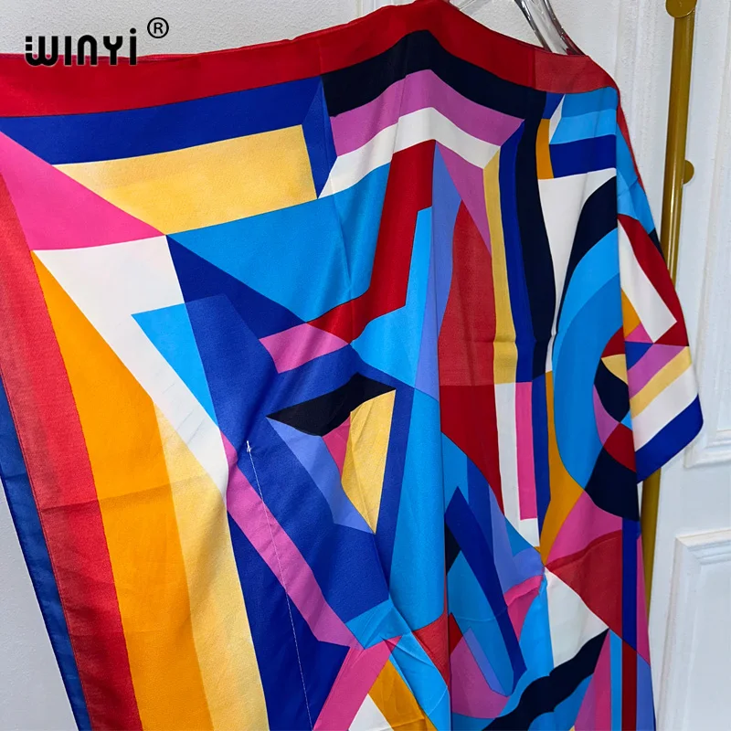 WINYI summer kaftan African Women Boho print Beach abaya dubai luxury Maxi Dress abaya muslim woman dubai Fashion evening dress