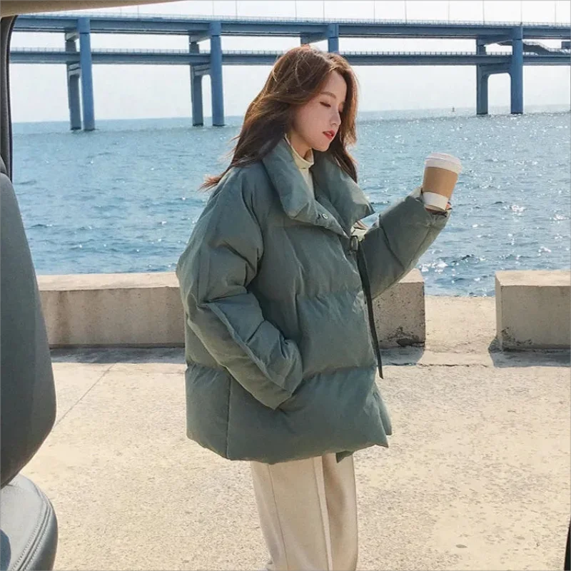 2026 Autumn Winter Puffer Coat Women Thick Down Cotton Padded Jacket Overcoat Female Fashion Casual Loose Parkas Woman