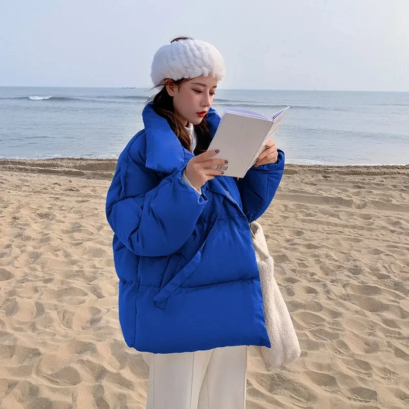 2026 Autumn Winter Puffer Coat Women Thick Down Cotton Padded Jacket Overcoat Female Fashion Casual Loose Parkas Woman