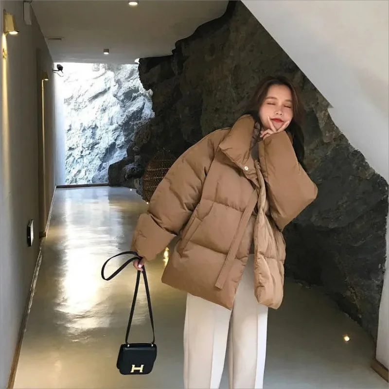 2026 Autumn Winter Puffer Coat Women Thick Down Cotton Padded Jacket Overcoat Female Fashion Casual Loose Parkas Woman