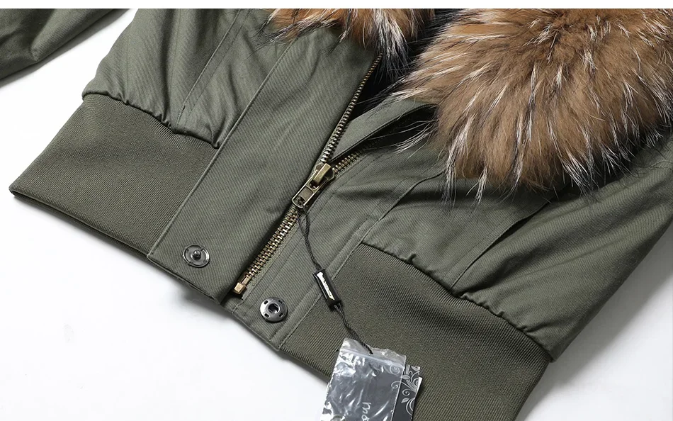 2026 NEW Maomaokong Women's Jacket Natural Raccoon Fur Collar Jacket Short Coat Slim Coat Women Bomber Parka
