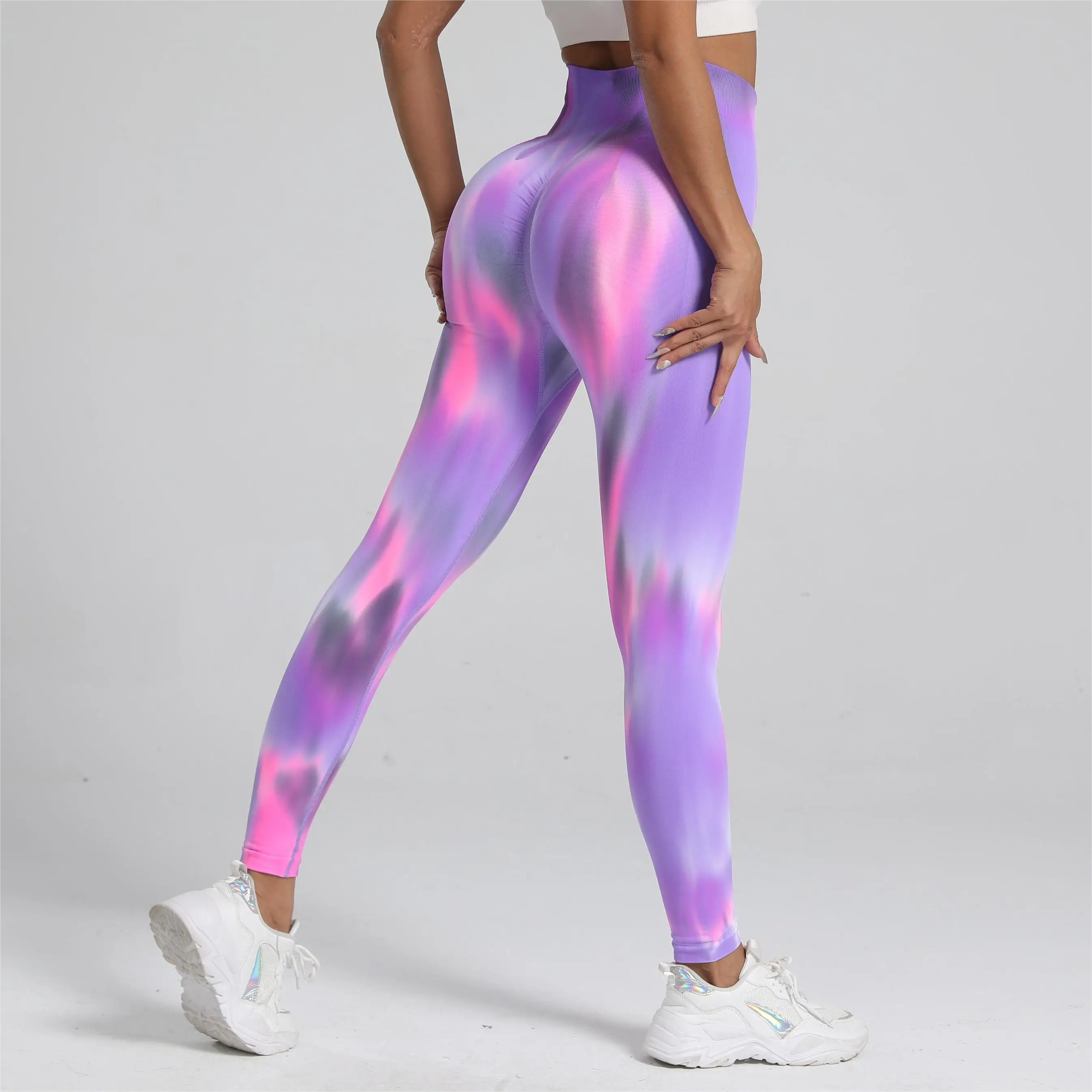 New Tiedye Gym Leggings Seamless Women Push Up Stretch Pants Scrunch Sports High Waist Booty Lifting Workout Yoga Leggins Nylon