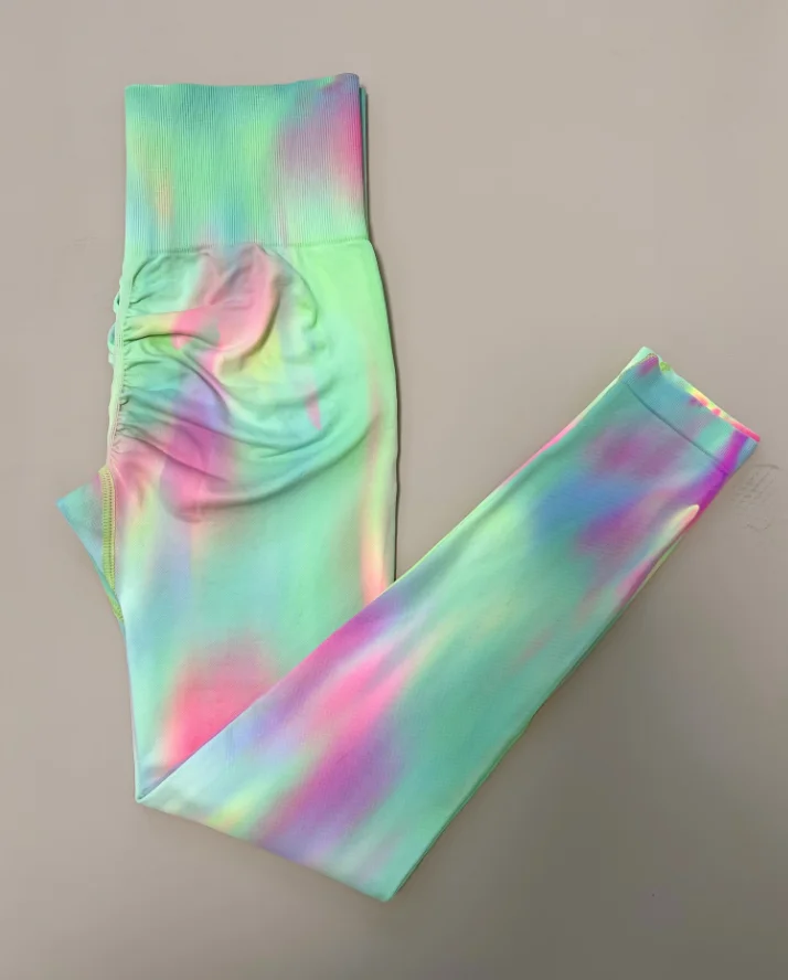 New Tiedye Gym Leggings Seamless Women Push Up Stretch Pants Scrunch Sports High Waist Booty Lifting Workout Yoga Leggins Nylon