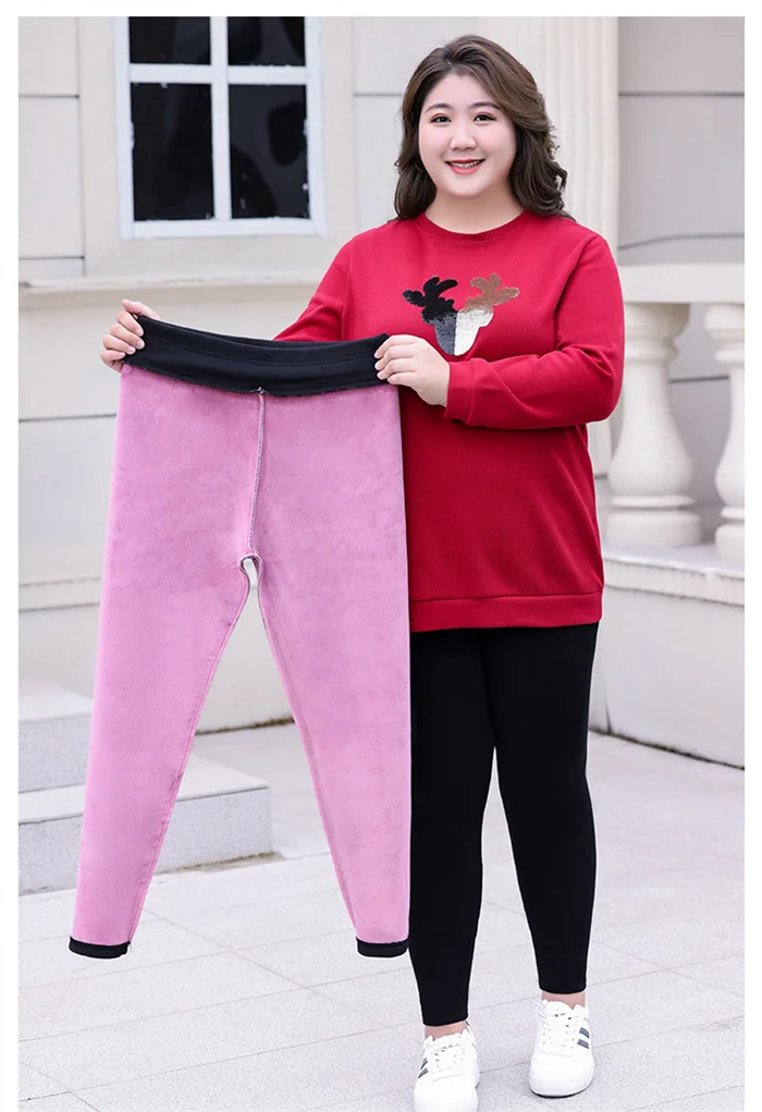 High Waist Fleece Leggings Women Velet Warm Shark Pants Slimming Skinny Stretched Plus Size 100KG 7XL 6XL Girl Thermal Trousers