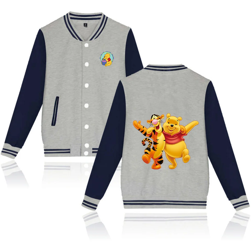 Winnie the Pooh Baseball Jacket Men Women Hip Hop Harajuku Jackets Streetwear Boys Girls Loose College Coats