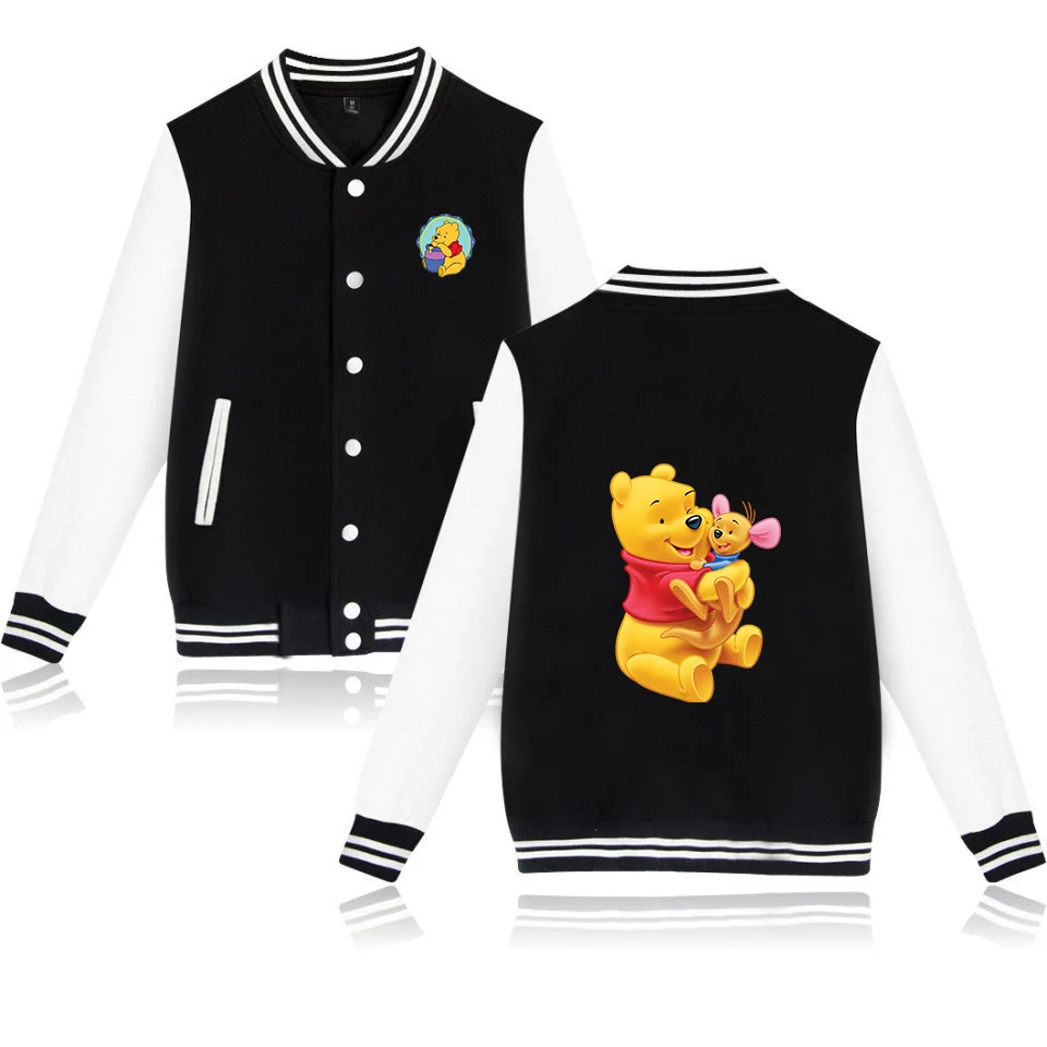 Winnie the Pooh Baseball Jacket Men Women Hip Hop Harajuku Jackets Streetwear Boys Girls Loose College Coats