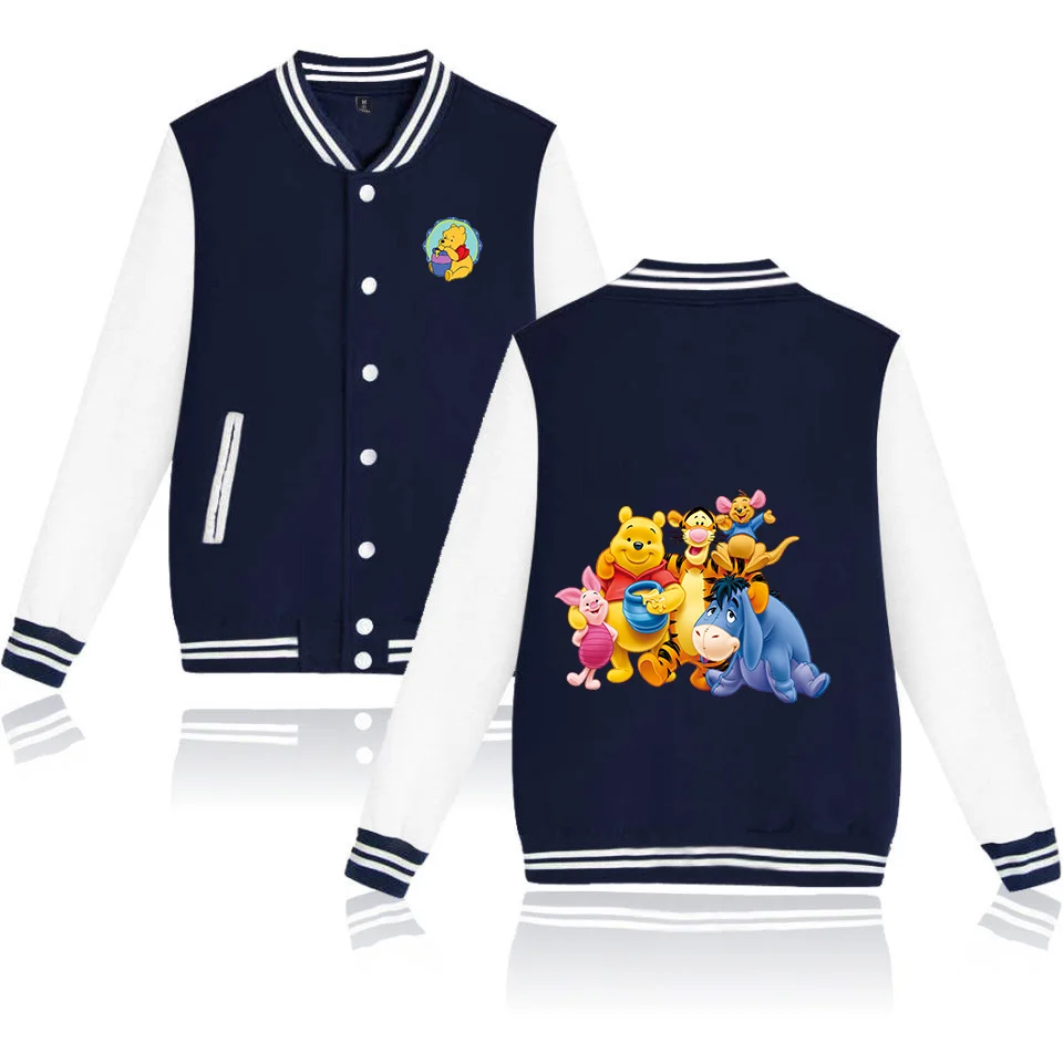 Winnie the Pooh Baseball Jacket Men Women Hip Hop Harajuku Jackets Streetwear Boys Girls Loose College Coats