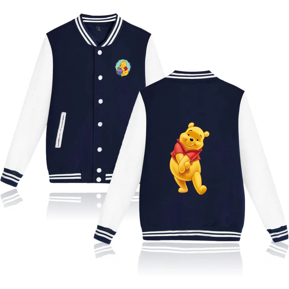 Winnie the Pooh Baseball Jacket Men Women Hip Hop Harajuku Jackets Streetwear Boys Girls Loose College Coats