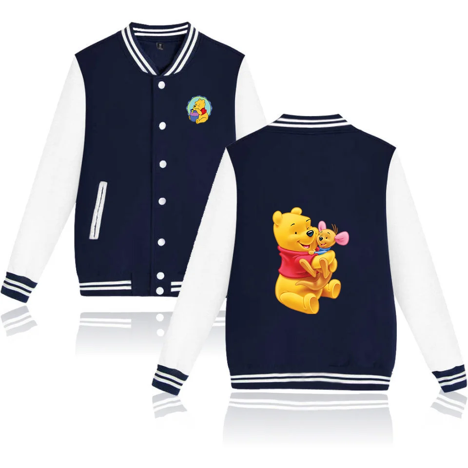 Winnie the Pooh Baseball Jacket Men Women Hip Hop Harajuku Jackets Streetwear Boys Girls Loose College Coats