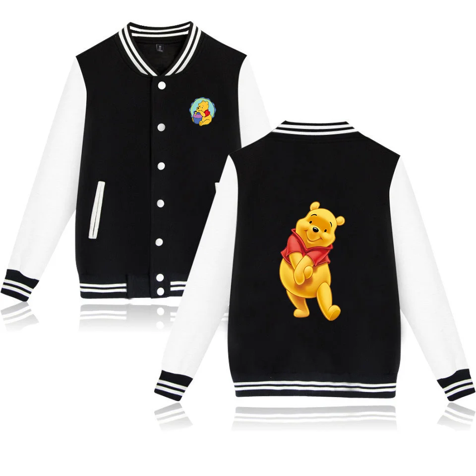 Winnie the Pooh Baseball Jacket Men Women Hip Hop Harajuku Jackets Streetwear Boys Girls Loose College Coats