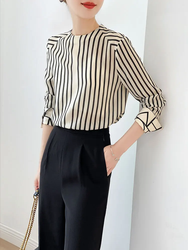Fashion luxury ladies shirt France style woman printing blouse Long sleeve Tops blusa mujer