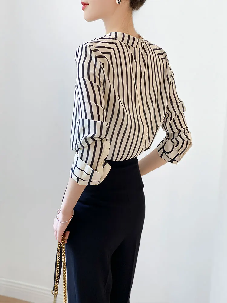 Fashion luxury ladies shirt France style woman printing blouse Long sleeve Tops blusa mujer