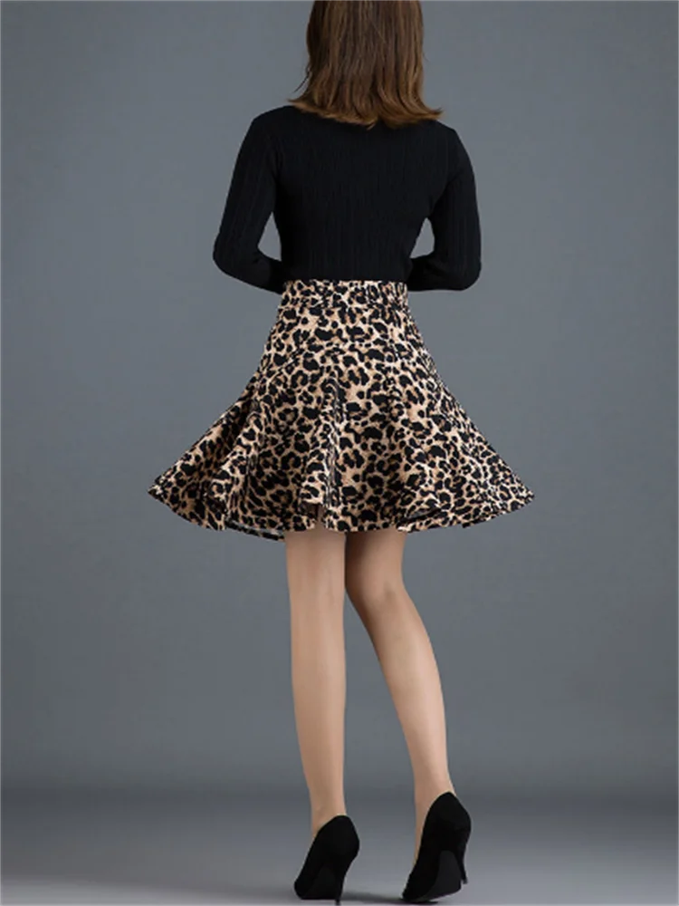 Leopard Print Skirt Women Half Length Skirt For Women High Waist Short Skirt A-line Pleated Skirt Summer Woman Clothes Skirt
