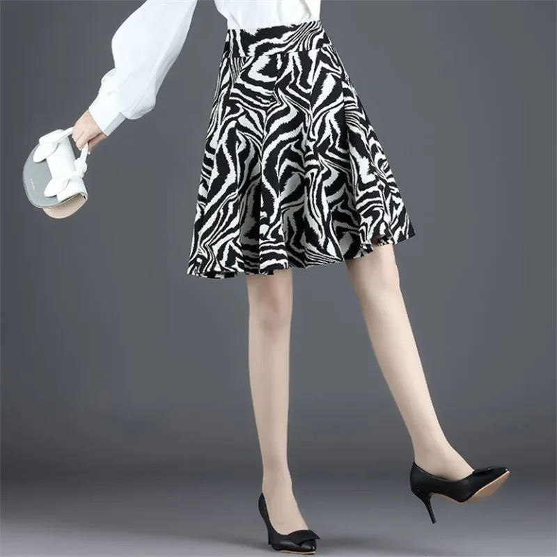 Leopard Print Skirt Women Half Length Skirt For Women High Waist Short Skirt A-line Pleated Skirt Summer Woman Clothes Skirt