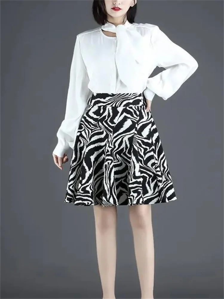 Leopard Print Skirt Women Half Length Skirt For Women High Waist Short Skirt A-line Pleated Skirt Summer Woman Clothes Skirt