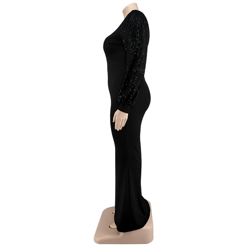 Women Long Sleeve Maxi Dresses Evening Ladies Sexy Plus Size Sequin Dress Glitte Elegant Red Dress Wholesale Dropshipping
