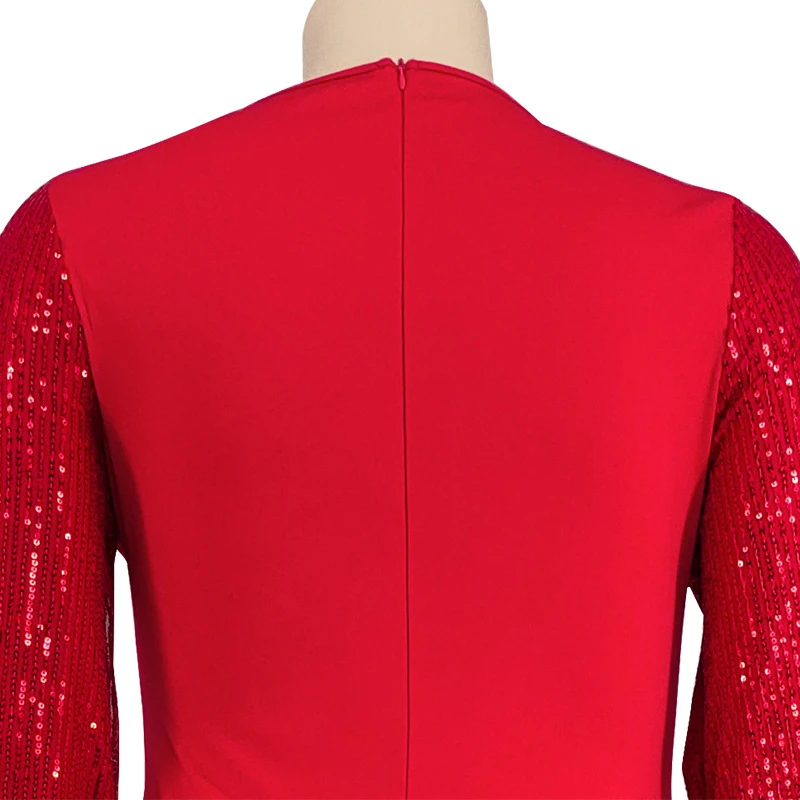 Women Long Sleeve Maxi Dresses Evening Ladies Sexy Plus Size Sequin Dress Glitte Elegant Red Dress Wholesale Dropshipping