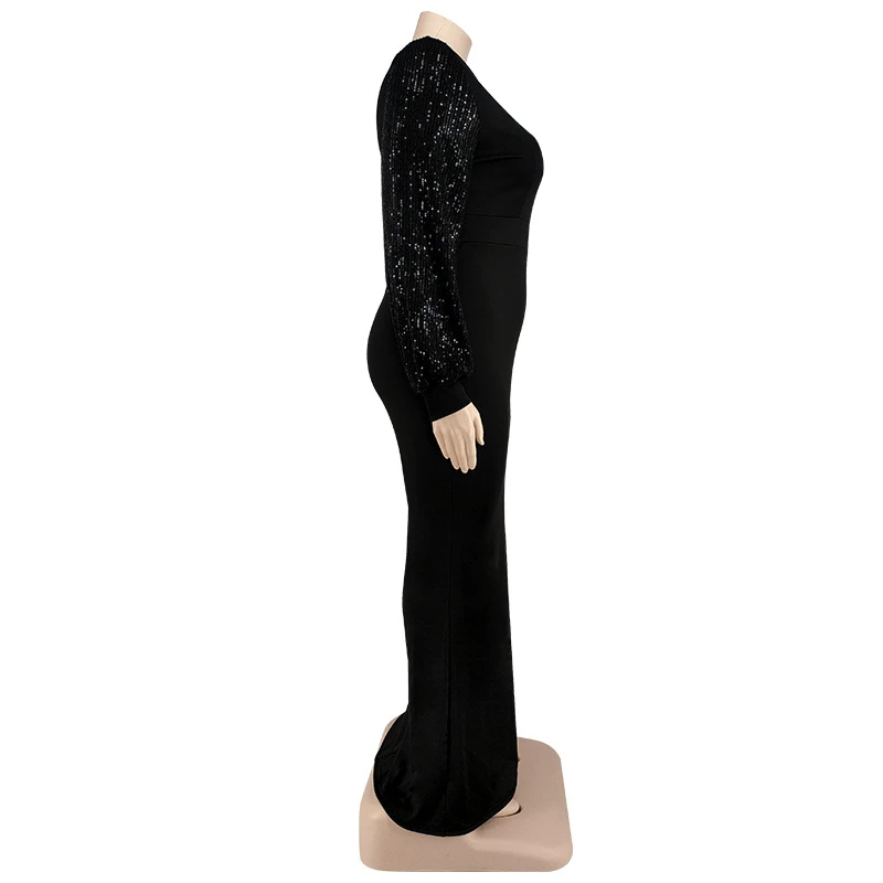 Women Long Sleeve Maxi Dresses Evening Ladies Sexy Plus Size Sequin Dress Glitte Elegant Red Dress Wholesale Dropshipping