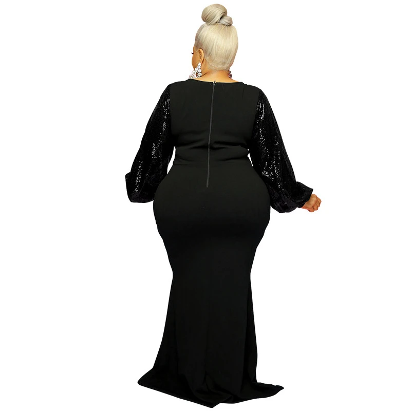 Women Long Sleeve Maxi Dresses Evening Ladies Sexy Plus Size Sequin Dress Glitte Elegant Red Dress Wholesale Dropshipping
