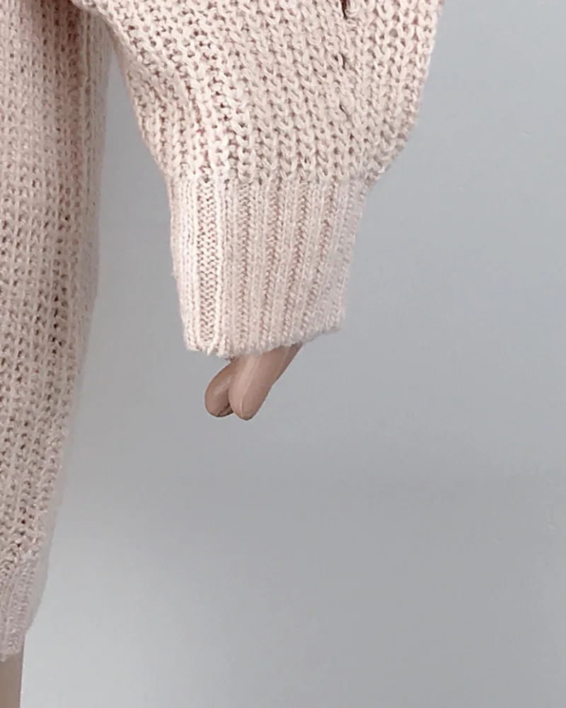 Women Turtleneck Oversized Knitted Dress Autumn Solid Long Sleeve Casual Elegant Mini Sweater Dress Winter Clothes