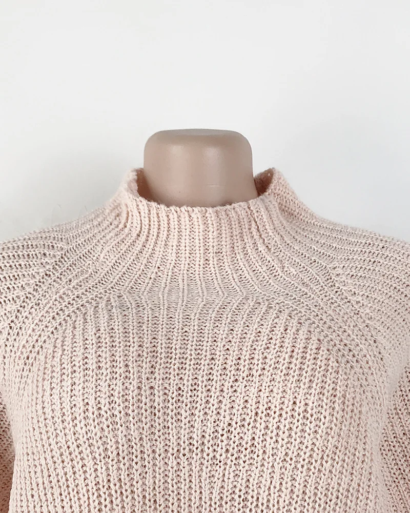 Women Turtleneck Oversized Knitted Dress Autumn Solid Long Sleeve Casual Elegant Mini Sweater Dress Winter Clothes