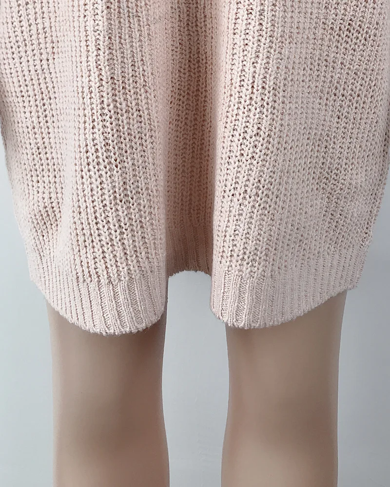 Women Turtleneck Oversized Knitted Dress Autumn Solid Long Sleeve Casual Elegant Mini Sweater Dress Winter Clothes