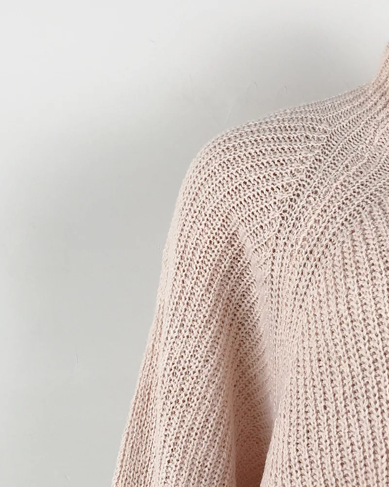 Women Turtleneck Oversized Knitted Dress Autumn Solid Long Sleeve Casual Elegant Mini Sweater Dress Winter Clothes