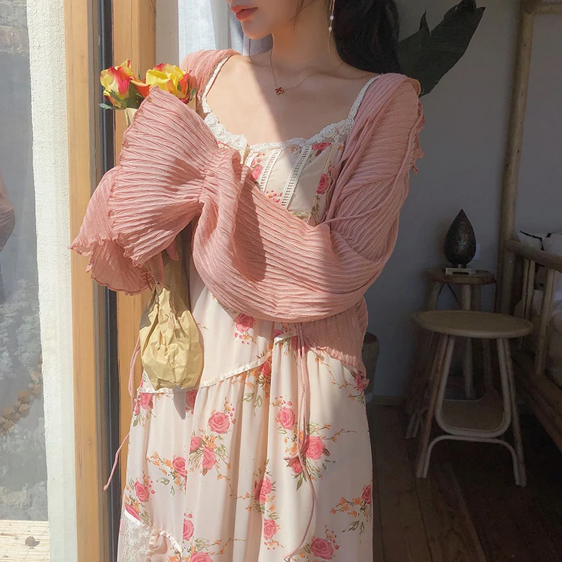 Women Summer Print Floral Midi Dress Vintage Franch Style Female Strapless Party Dress Casual Holiday Lady Boho Vestido