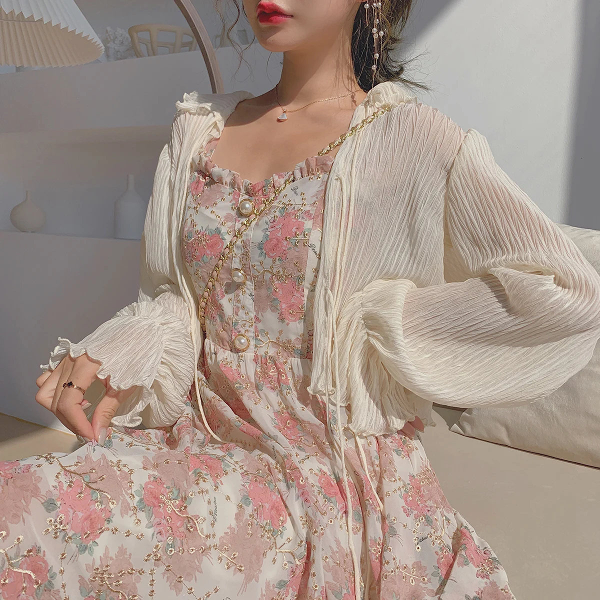 Women Summer Print Floral Midi Dress Vintage Franch Style Female Strapless Party Dress Casual Holiday Lady Boho Vestido