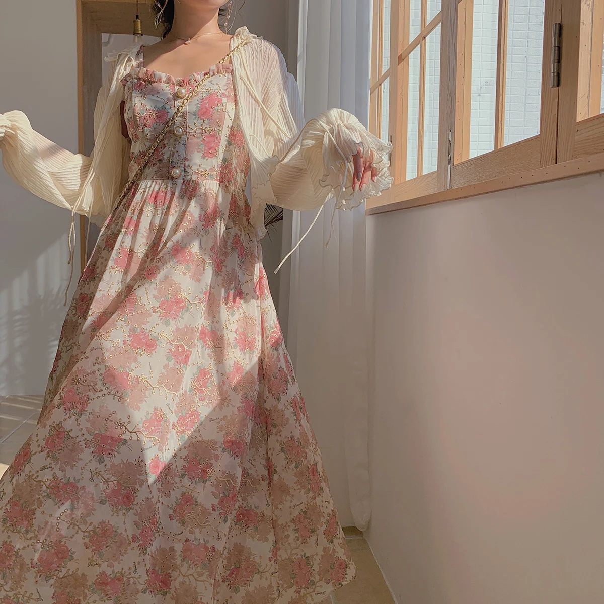 Women Summer Print Floral Midi Dress Vintage Franch Style Female Strapless Party Dress Casual Holiday Lady Boho Vestido