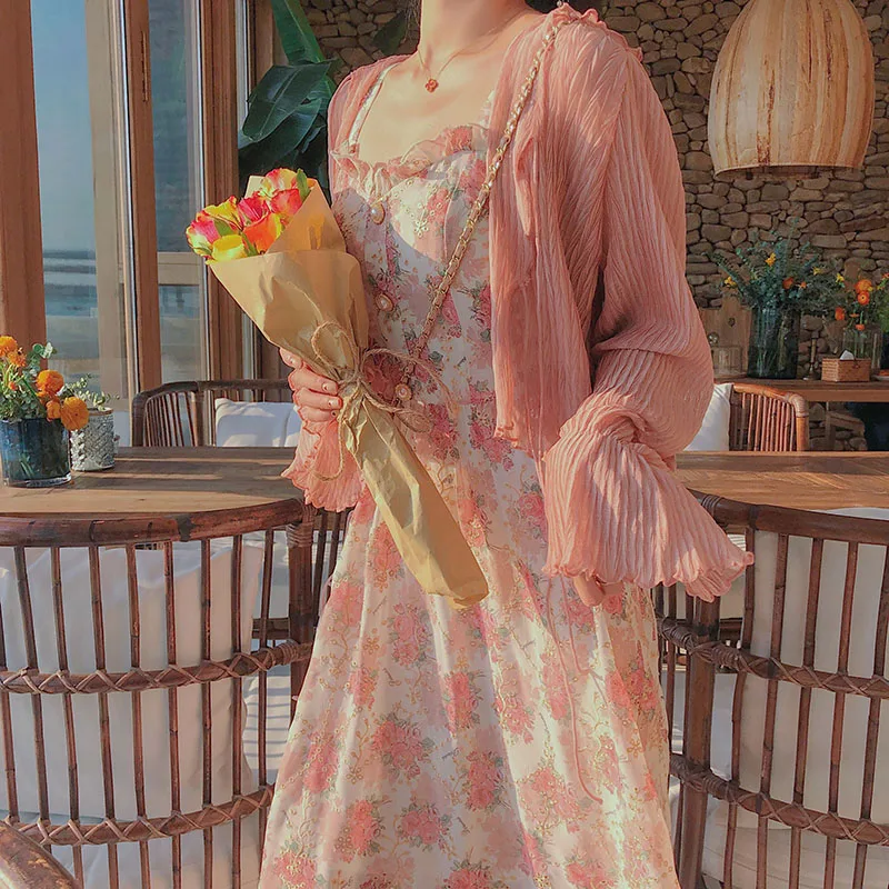 Women Summer Print Floral Midi Dress Vintage Franch Style Female Strapless Party Dress Casual Holiday Lady Boho Vestido
