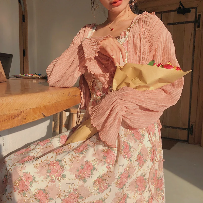 Women Summer Print Floral Midi Dress Vintage Franch Style Female Strapless Party Dress Casual Holiday Lady Boho Vestido