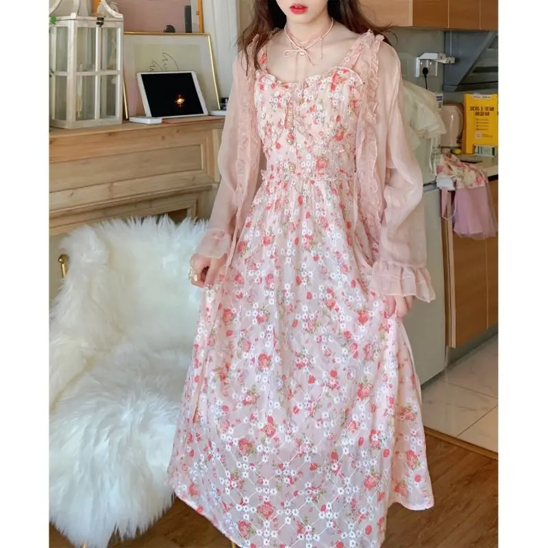 Women Summer Print Floral Midi Dress Vintage Franch Style Female Strapless Party Dress Casual Holiday Lady Boho Vestido