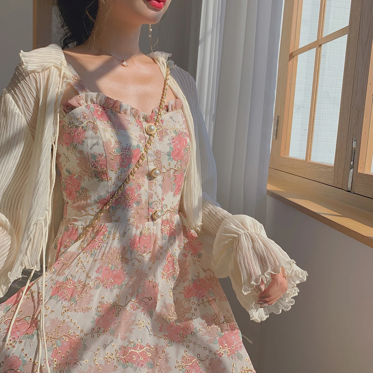 Women Summer Print Floral Midi Dress Vintage Franch Style Female Strapless Party Dress Casual Holiday Lady Boho Vestido