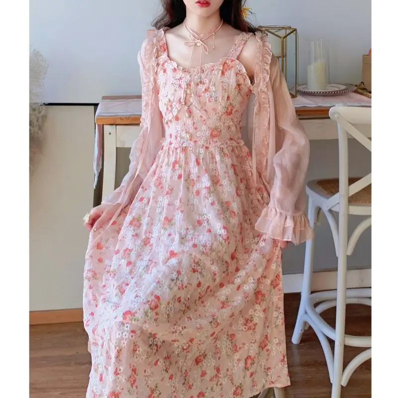 Women Summer Print Floral Midi Dress Vintage Franch Style Female Strapless Party Dress Casual Holiday Lady Boho Vestido