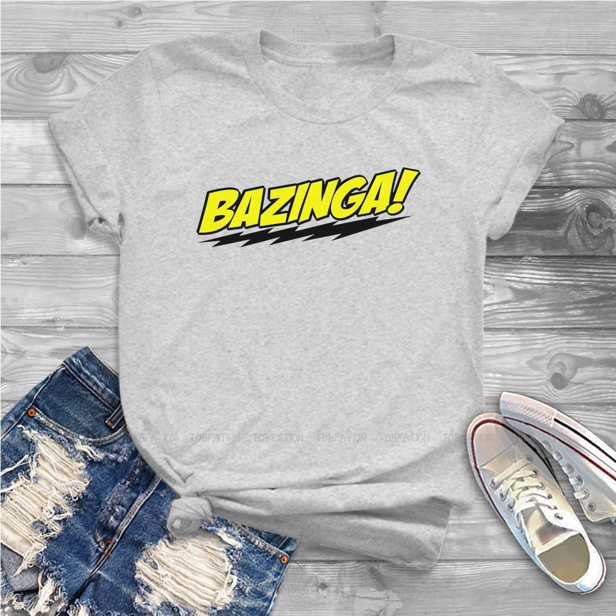 Bazinga Black Casual TShirt The Big Bang Theory Leonard Sheldon Printing Tops Casual T Shirt Women Short Sleeve Unique