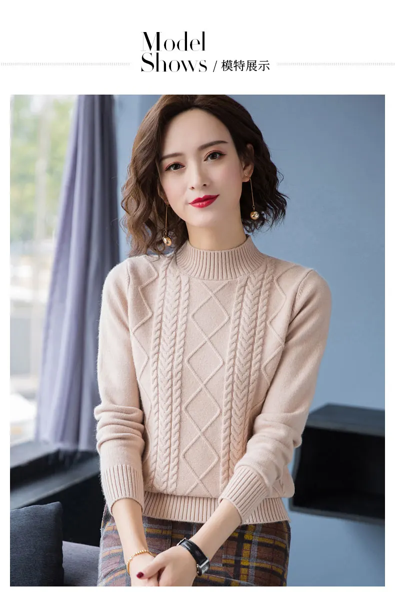 Fdfklak Autumn Winter New Pullover Sweater Women Loose Korean 2026 Mock Neck Thick Knit Top Female Spring Sweaters Jersey Mujer