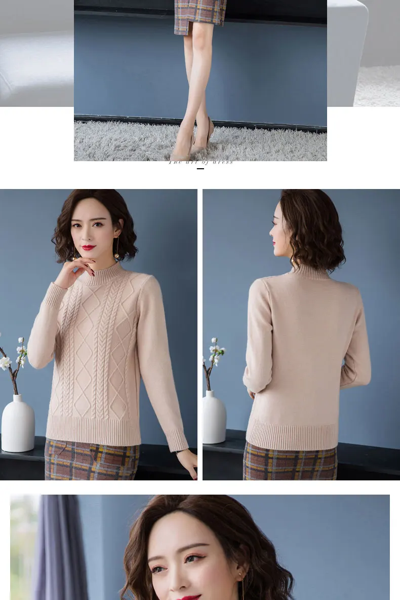 Fdfklak Autumn Winter New Pullover Sweater Women Loose Korean 2026 Mock Neck Thick Knit Top Female Spring Sweaters Jersey Mujer