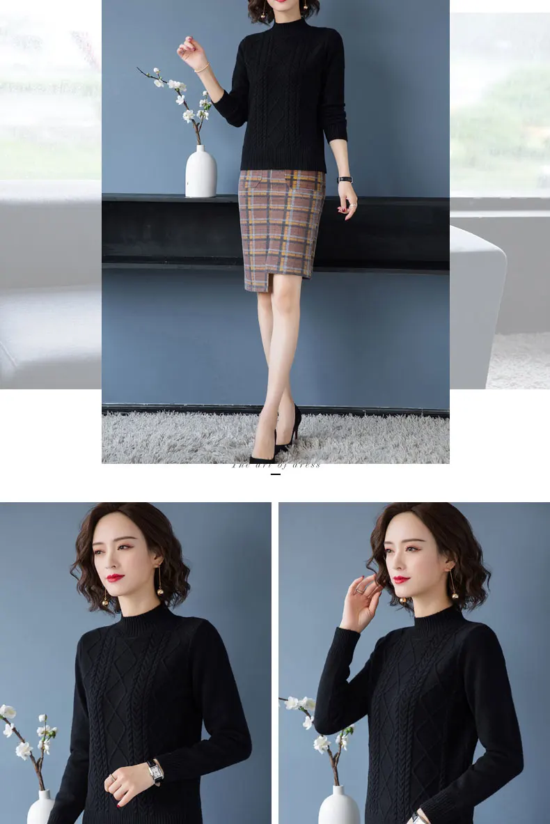 Fdfklak Autumn Winter New Pullover Sweater Women Loose Korean 2026 Mock Neck Thick Knit Top Female Spring Sweaters Jersey Mujer