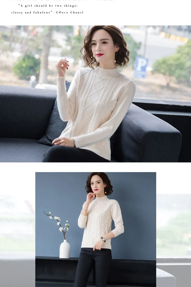 Fdfklak Autumn Winter New Pullover Sweater Women Loose Korean 2026 Mock Neck Thick Knit Top Female Spring Sweaters Jersey Mujer