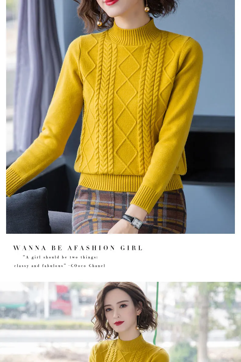 Fdfklak Autumn Winter New Pullover Sweater Women Loose Korean 2026 Mock Neck Thick Knit Top Female Spring Sweaters Jersey Mujer