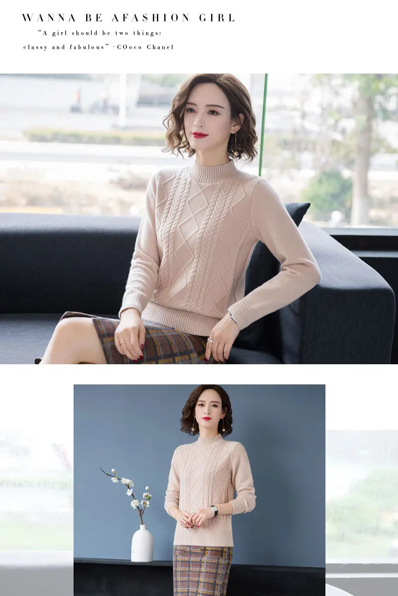 Fdfklak Autumn Winter New Pullover Sweater Women Loose Korean 2026 Mock Neck Thick Knit Top Female Spring Sweaters Jersey Mujer