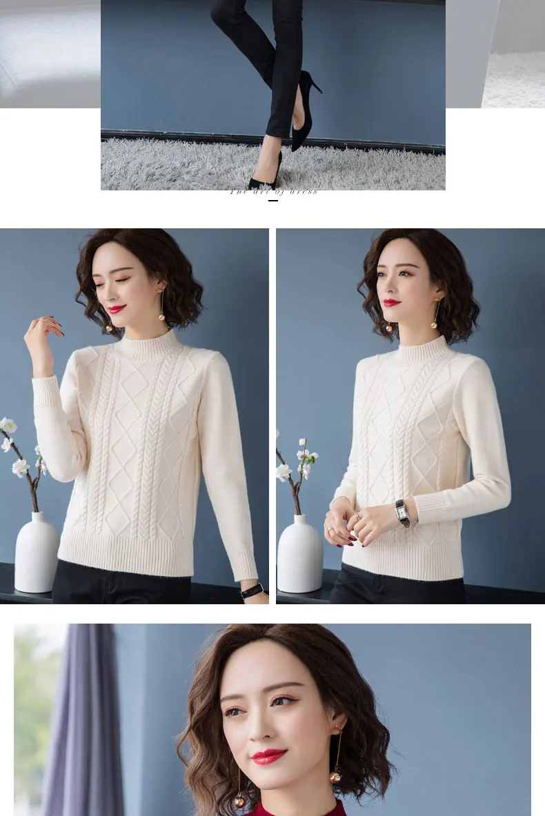 Fdfklak Autumn Winter New Pullover Sweater Women Loose Korean 2026 Mock Neck Thick Knit Top Female Spring Sweaters Jersey Mujer
