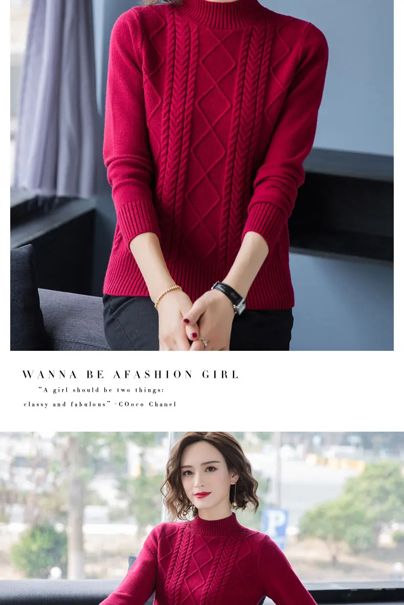 Fdfklak Autumn Winter New Pullover Sweater Women Loose Korean 2026 Mock Neck Thick Knit Top Female Spring Sweaters Jersey Mujer